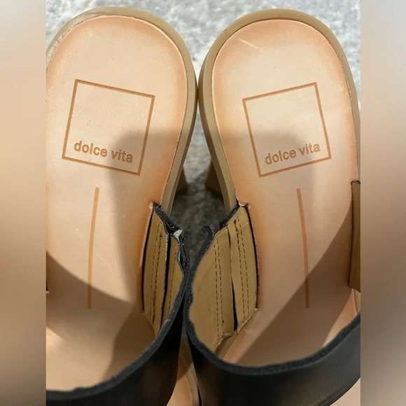 Dolce Vita Frans Stella Black Slip On Sandal Heels Minimalist Womens Size 6.5 - Picture 2 of 8